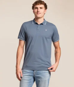 Ariat Logo Fitted TEK Polo Blue Mirage Online