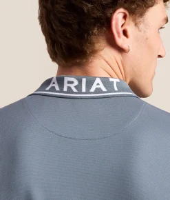 Ariat Logo Fitted TEK Polo Blue Mirage Online