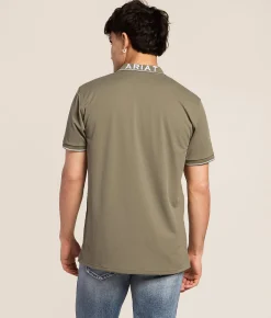 Ariat Logo Fitted TEK Polo Vetiver Clearance