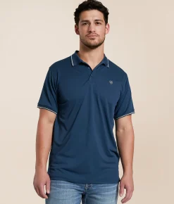 Ariat Logo Fitted TEK Polo Light Blue Best