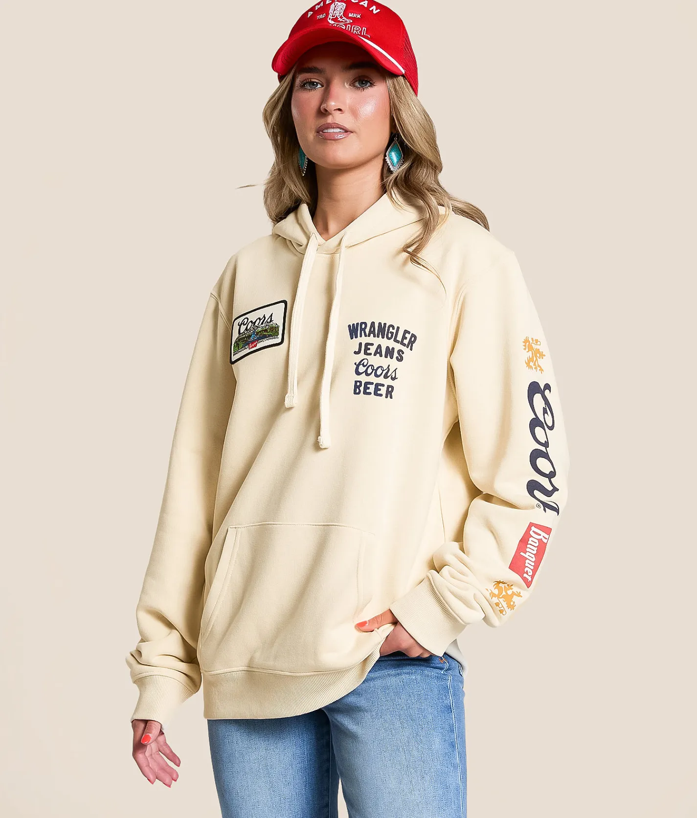 Wrangler® x Coors® Logo Hooded Sweatshirt Antique White