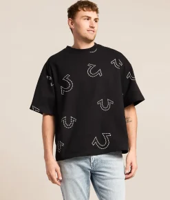 True Religion Logo Oversized T-Shirt Optic White Online