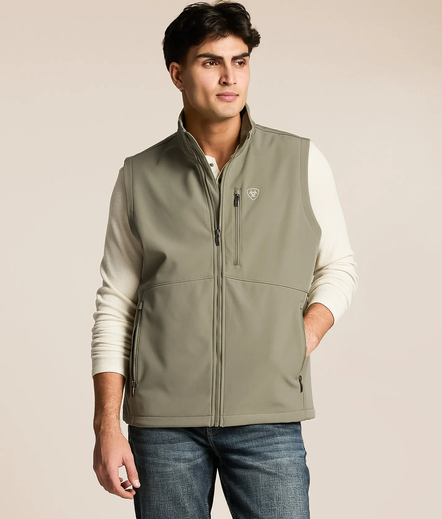Tops|Coats & Jackets | Ariat Logo Softshell Vest Vetiver