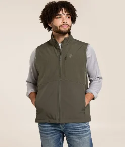 Tops|Coats & Jackets | Ariat Logo Softshell Vest Dark Green Heather