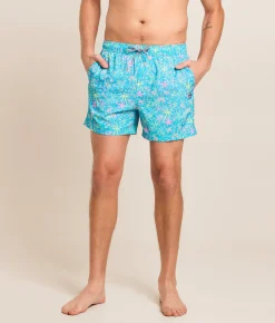 party pants London Palms Stretch Swim Trunks Cyan New