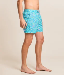 party pants London Palms Stretch Swim Trunks Cyan New