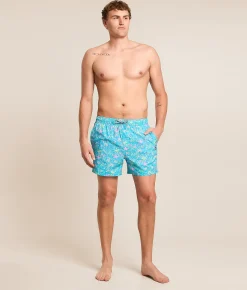 party pants London Palms Stretch Swim Trunks Cyan New