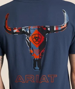 Ariat Longhorn Aztec T-Shirt Blue Dusk