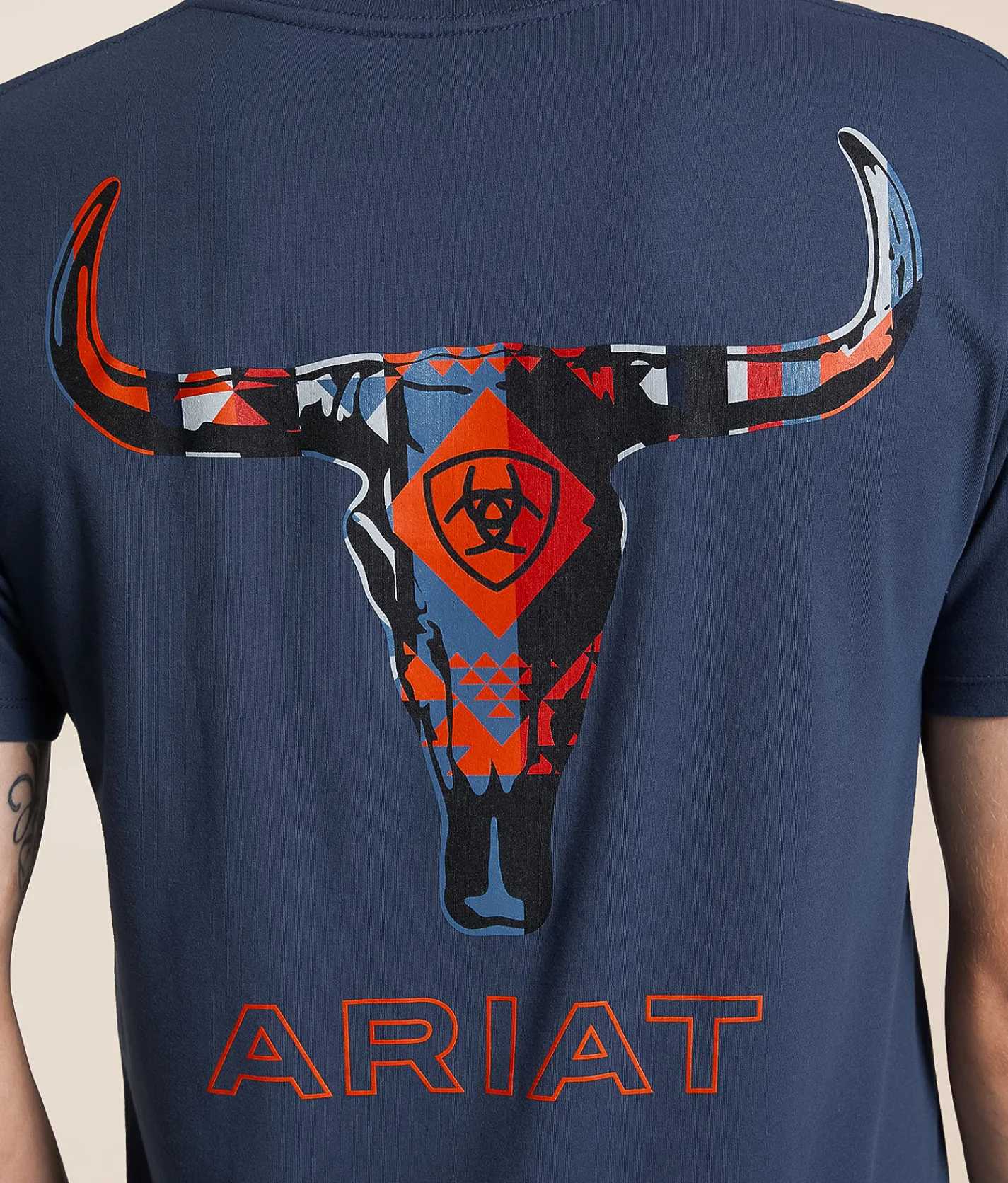 Ariat Longhorn Aztec T-Shirt Blue Dusk