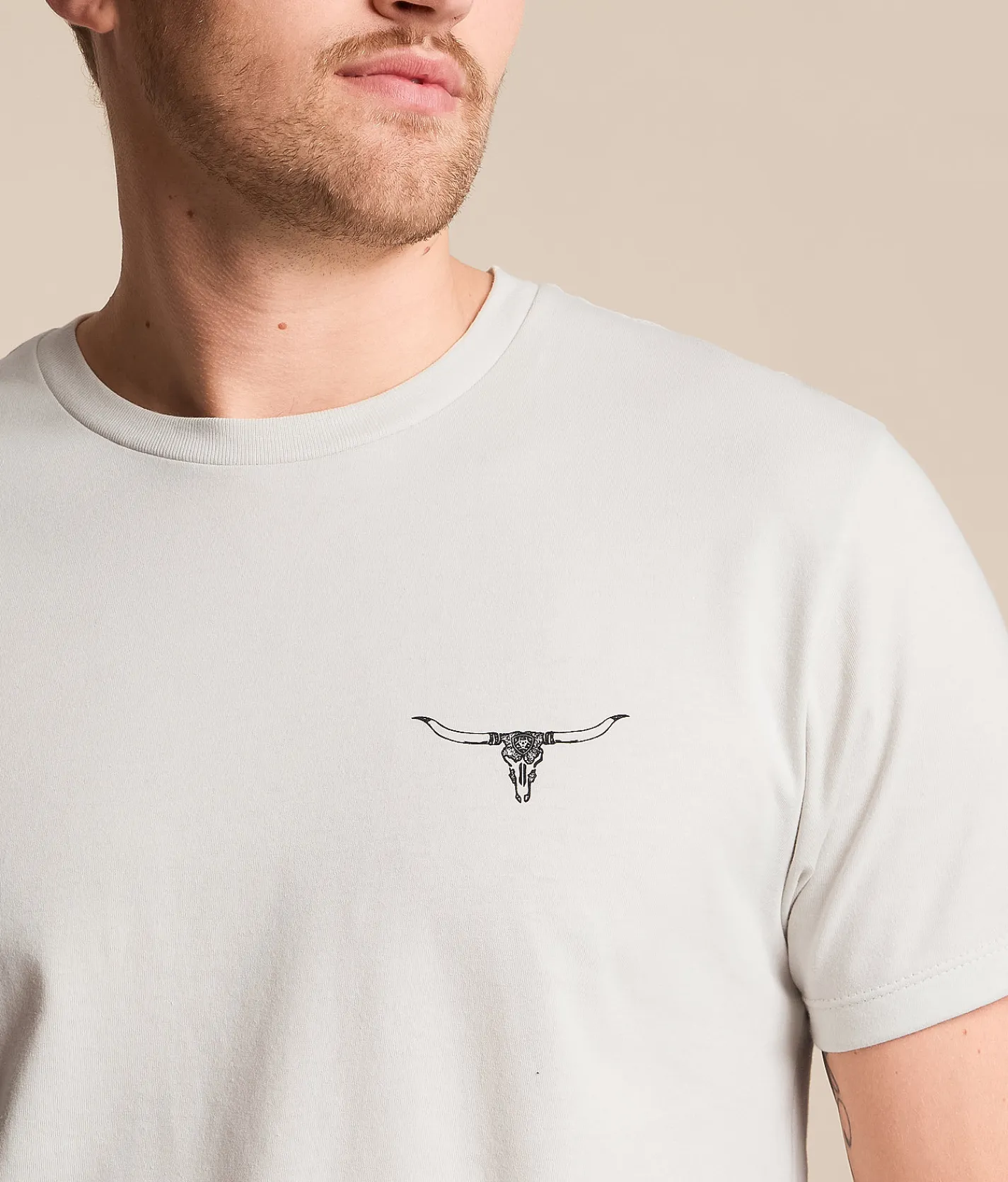 Ariat Longhorn Lockup T-Shirt Glacier Gray New