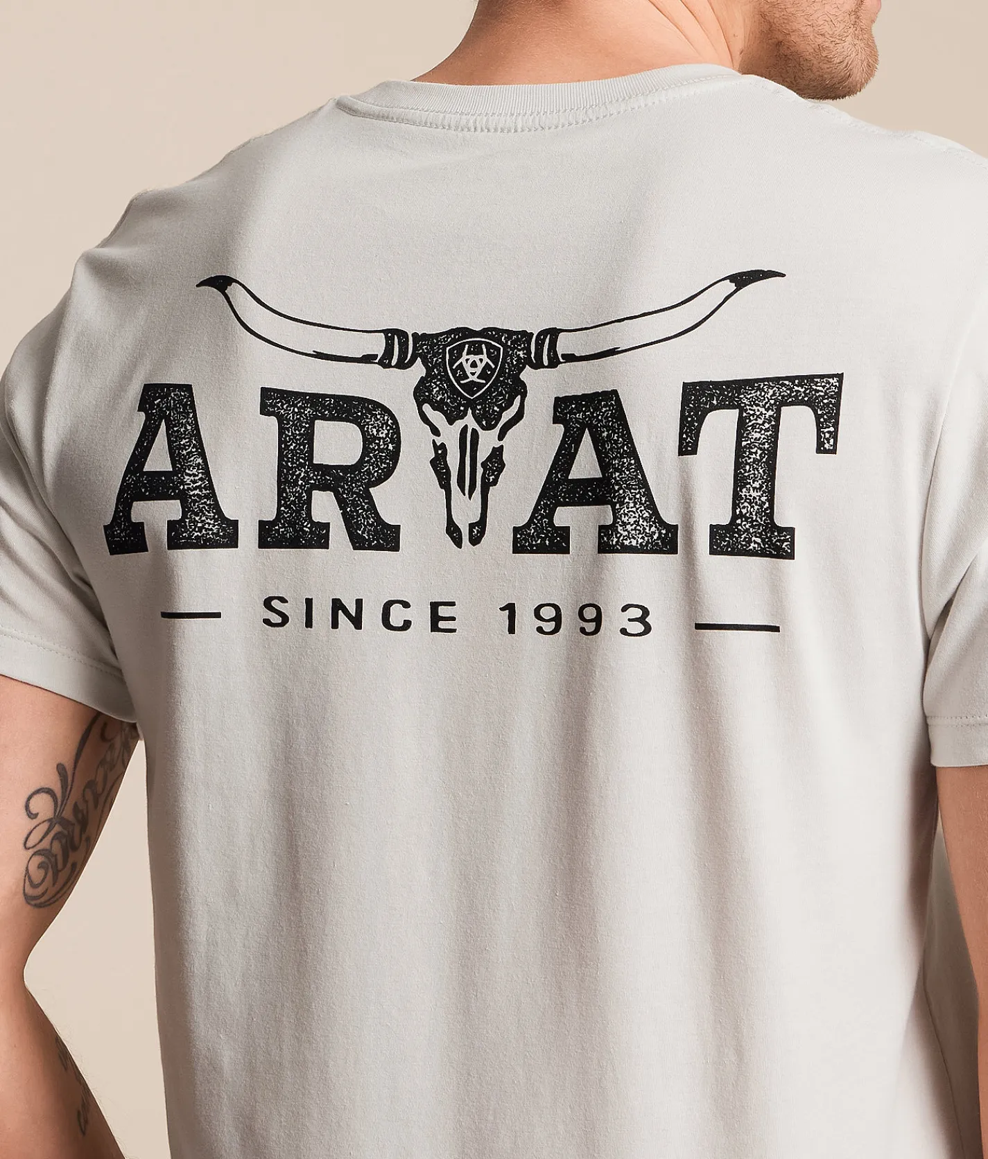 Ariat Longhorn Lockup T-Shirt Glacier Gray New