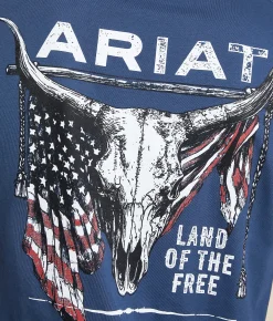 Ariat Longhorn Patriot Bravery T-Shirt Blue Dusk Discount