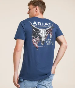 Tops | Ariat Longhorn Patriot Bravery T-Shirt Blue Dusk