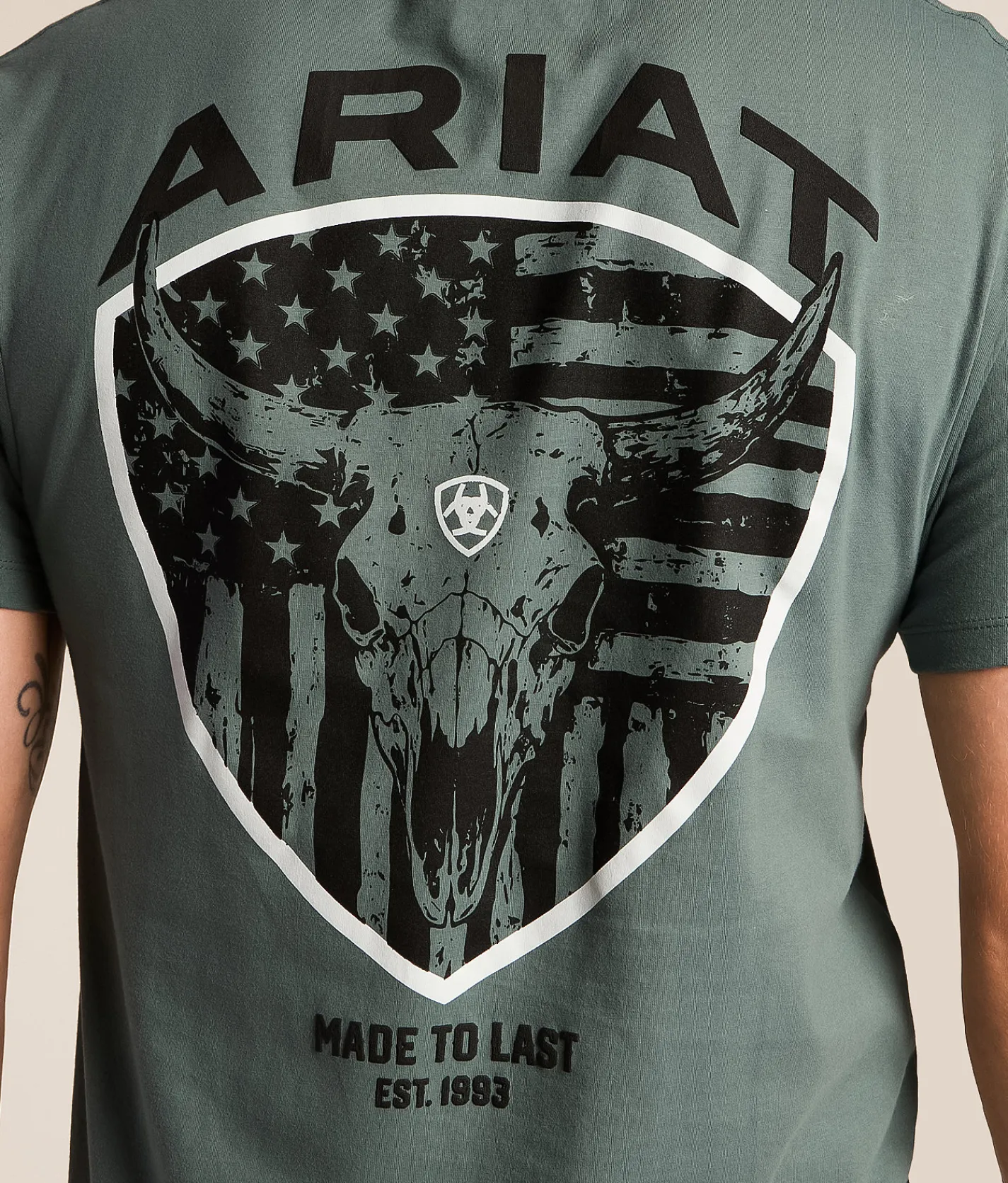 Ariat Longhorn Patriot Shield T-Shirt Balsam Green Clearance