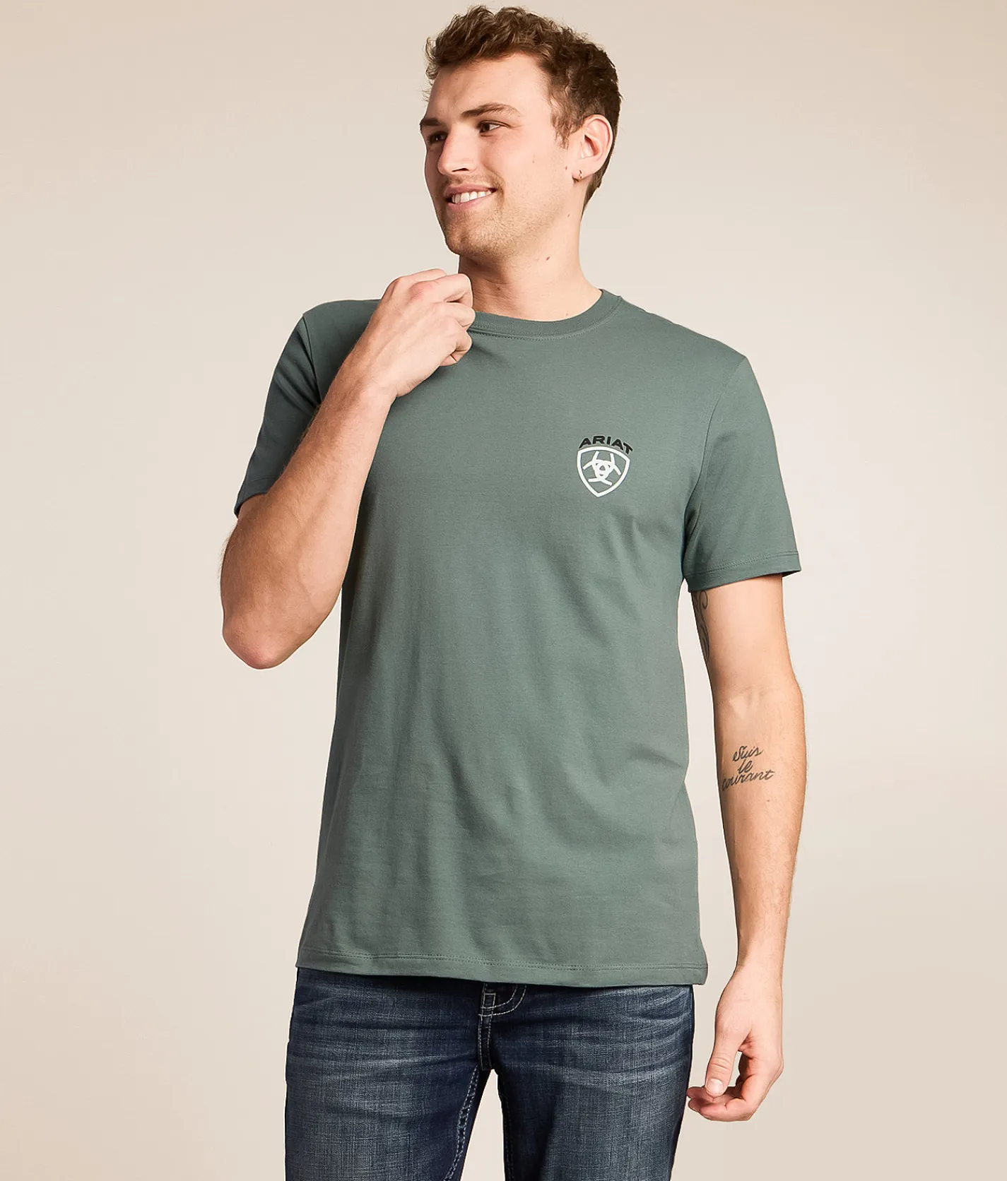 Ariat Longhorn Patriot Shield T-Shirt Balsam Green Clearance