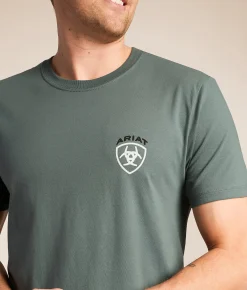 Ariat Longhorn Patriot Shield T-Shirt Balsam Green Clearance