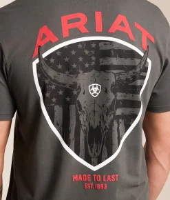 Tops | Ariat Longhorn Patriot T-Shirt Dark Shadow