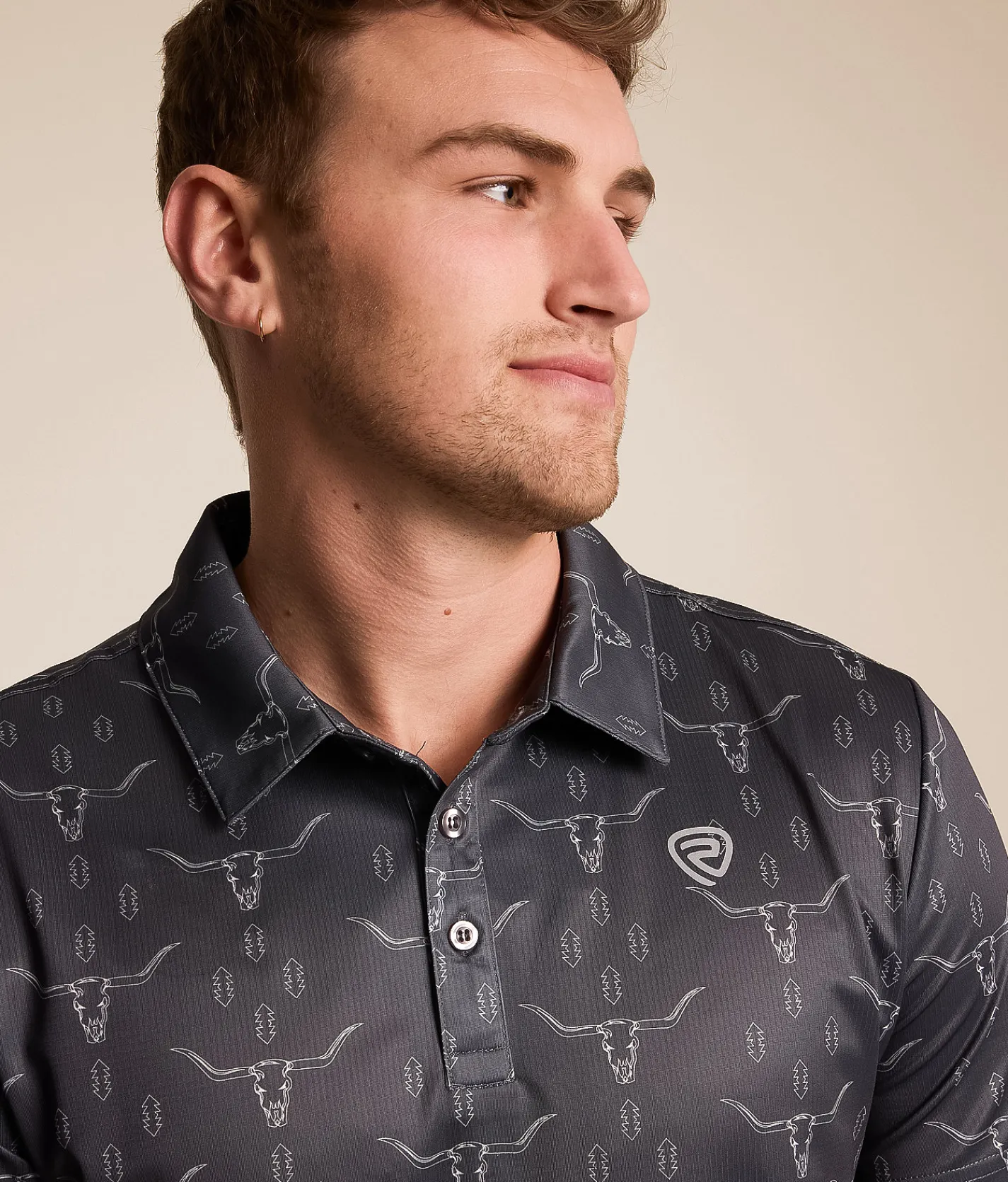 Tops | Hooey x Rock & Roll Denim Longhorn Performance Polo Charcoal