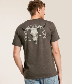 Tops|Graphic T-Shirts | Ariat Longhorn Real Badge T-Shirt Heather Brown