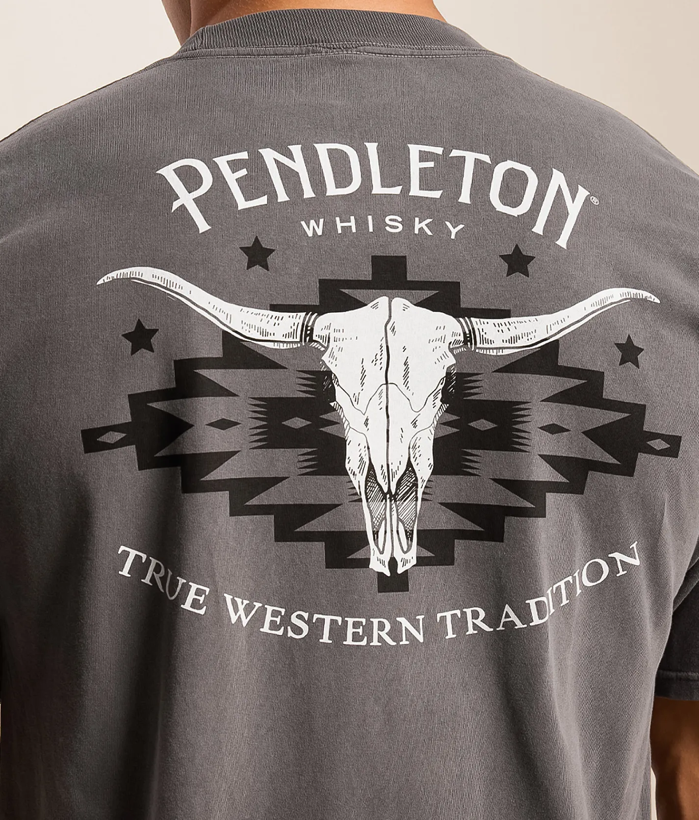 Pendleton Longhorn Skull Jacquard T-Shirt Storm Grey Pigment