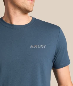 Ariat Longhorn Tattered T-Shirt Blue Dusk Online
