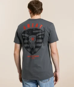 Graphic T-Shirts | Ariat Longhorn Thrashed T-Shirt Dark Shadow