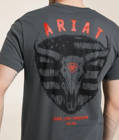 Graphic T-Shirts | Ariat Longhorn Thrashed T-Shirt Dark Shadow
