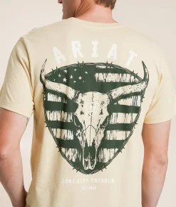 Tops|Graphic T-Shirts | Ariat Longhorn Thrashed T-Shirt Wood Ash