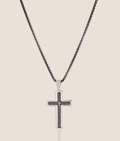 BKE Lord's Prayer Cross 23" Necklace Black Clearance