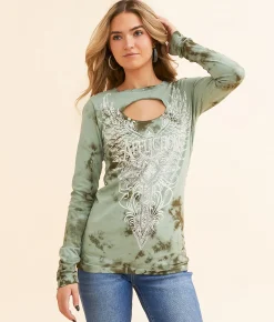 Tops | Affliction Lorielle T-Shirt Slate Grey River Wash