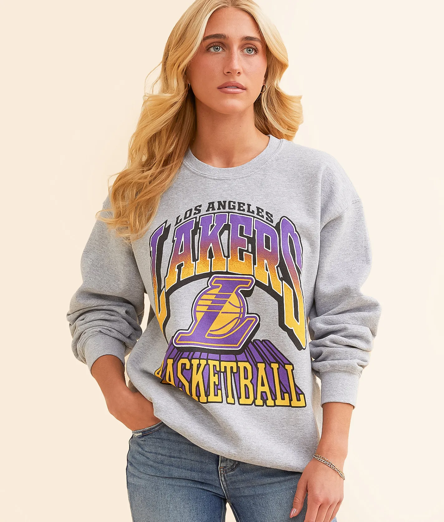 Tops | Junkfood Los Angeles Lakers Backcourt Pullover Heather Grey