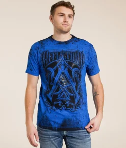 Affliction Lost Art T-Shirt Sapphire Blue New