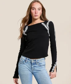 Free People Lost Love Top Black Combo Hot