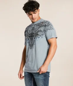 Tops|Graphic T-Shirts | Affliction Lost World T-Shirt Ashley Blue Lava Wash