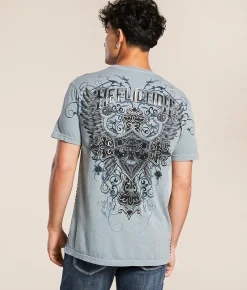 Tops|Graphic T-Shirts | Affliction Lost World T-Shirt Ashley Blue Lava Wash