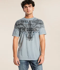 Tops|Graphic T-Shirts | Affliction Lost World T-Shirt Ashley Blue Lava Wash