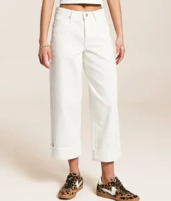 Z Supply Lou Wide Leg Cuffed Jean Off White Discount