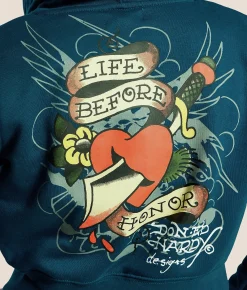Ed Hardy Love Kills Slowly Cropped Hoodie Sapphire