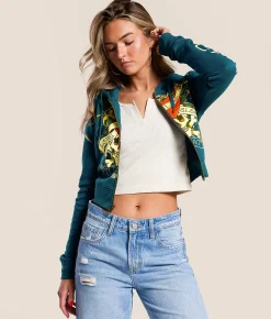Ed Hardy Love Kills Slowly Cropped Hoodie Sapphire