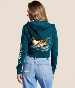 Ed Hardy Love Kills Slowly Cropped Hoodie Sapphire