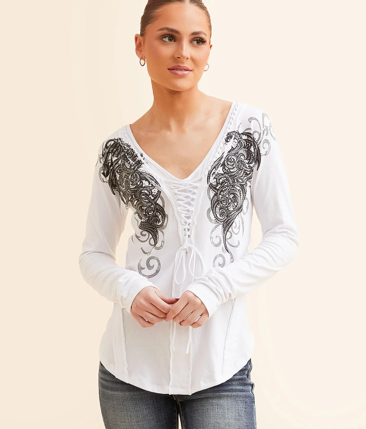 Affliction Lovington Top White Reactive Discount