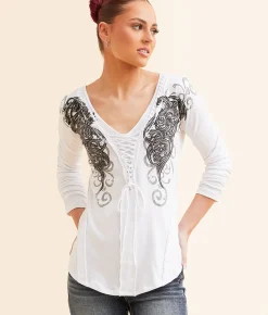 Affliction Lovington Top White Reactive Discount