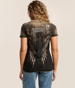 Tops | Affliction Lovington T-Shirt Black Taupe Lava Tint Was