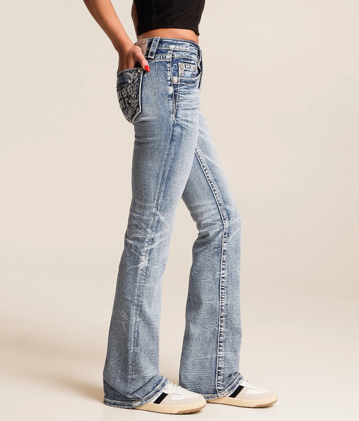 Miss Me Low Rise Boot Stretch Jean M1015 New