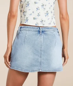 Bottoms | Risen Low Rise Denim Stretch Skort Light