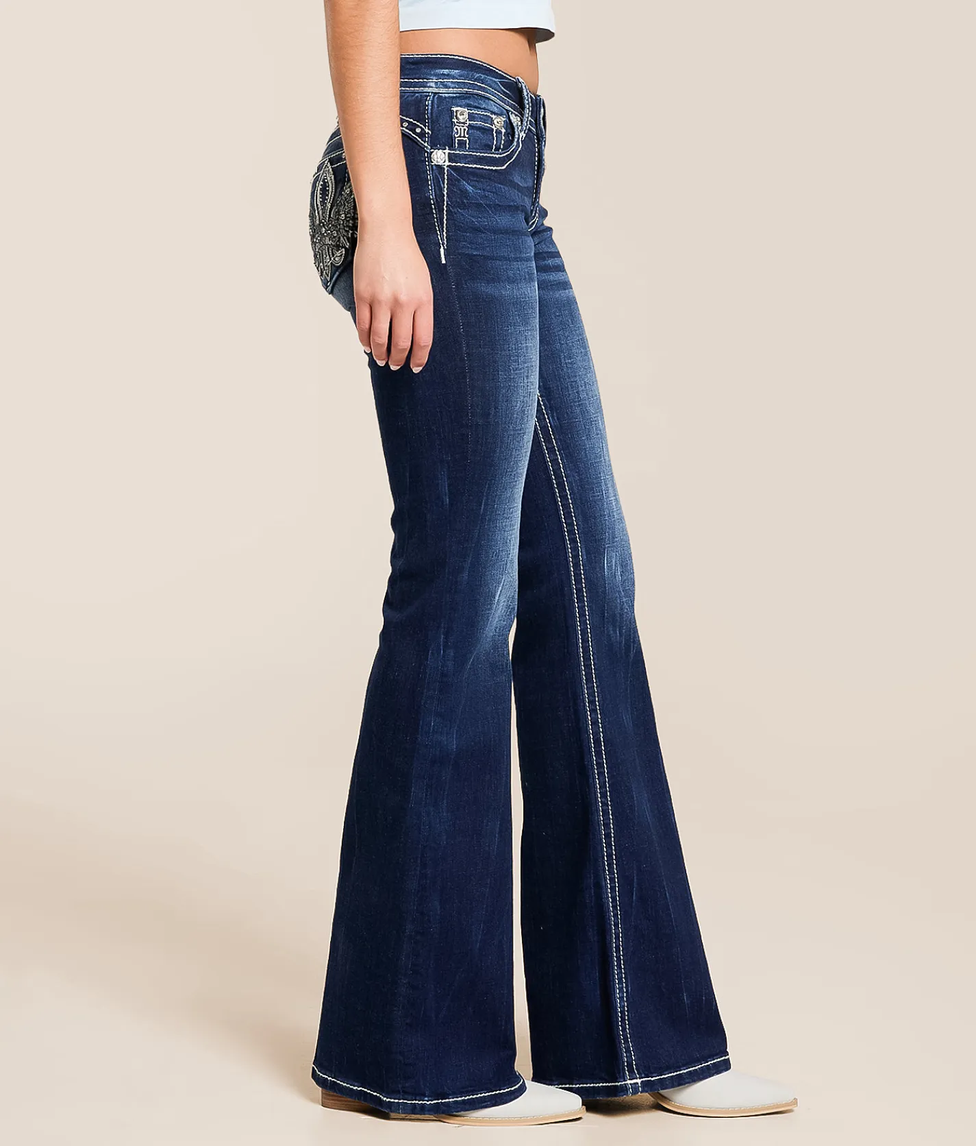 Bottoms | Miss Me Low Rise Flare Stretch Jean D1163