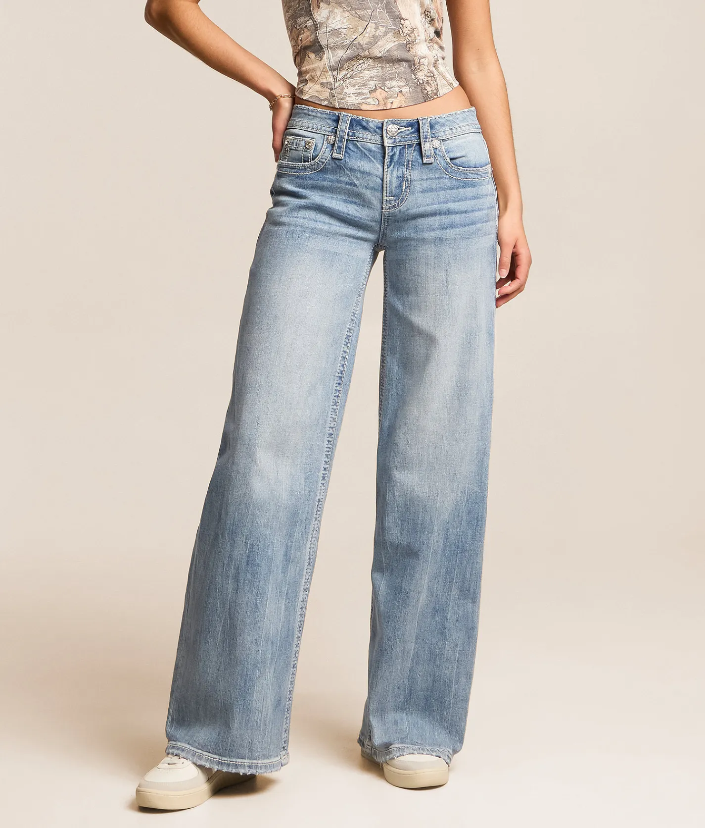 Miss Me Low Rise Wide Leg Stretch Jean L383