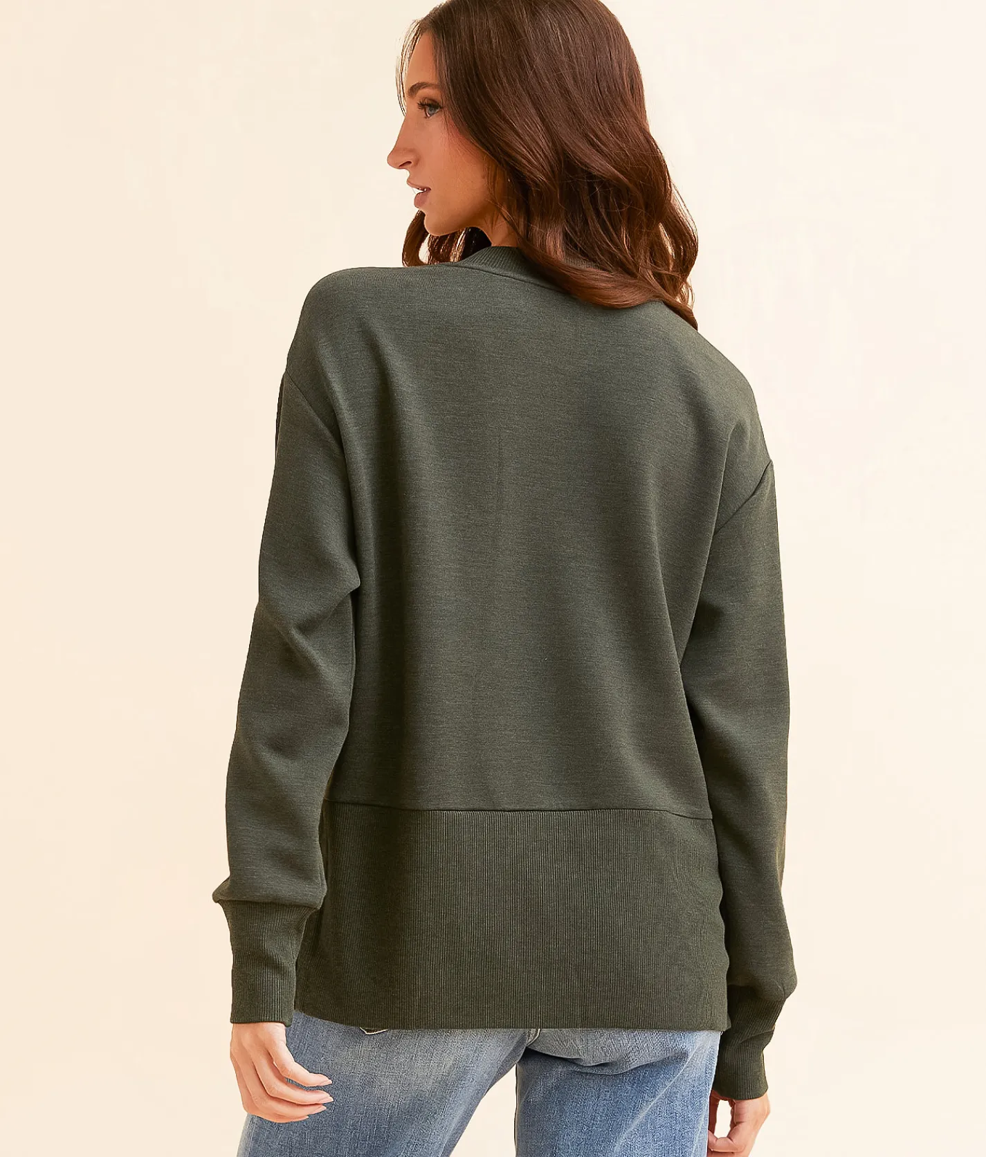Varley Lowry Oversized Sweat Pullover Olive Marl Clearance