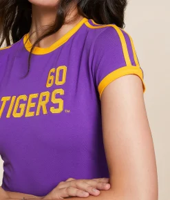 HYPE AND VICE LSU Tigers Baby Cropped T-Shirt Purple New