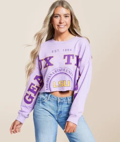 Gameday SOCIAL® LSU Tigers Cropped Pullover Lavender Best